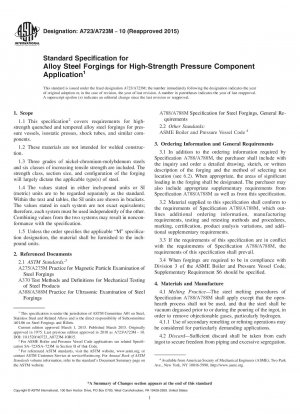 Standard Specification for Alloy Steel Forgings for High-Strength Pressure Component Application