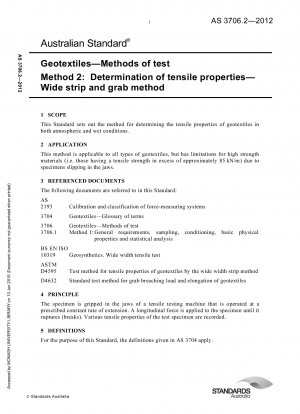 Test Methods for Geotextiles - Determination of Tensile Properties - Wide Strip and Grab Method