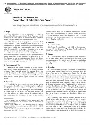 Standard Test Method for  Preparation of Extractive-Free Wood