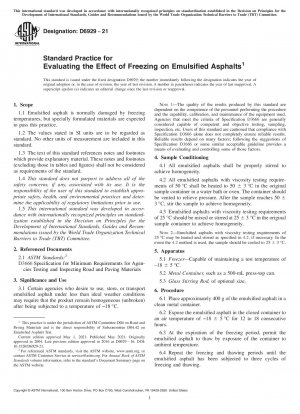 Standard Practice for Evaluating the Effect of Freezing on Emulsified Asphalts