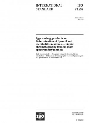 Eggs and egg products — Determination of fipronil and metabolites residues — Liquid chromatography tandem mass spectrometry method