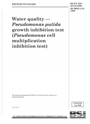 Water quality — Pseudomonas putida growth inhibition test (Pseudomonas cell multiplication inhibition test)
