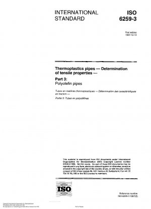 Thermoplastic pipes - Determination of tensile properties - Part 3: Polyolefin pipes