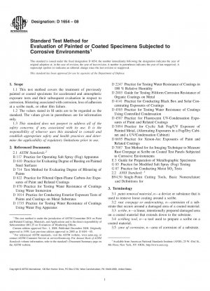 Standard Test Method for Evaluation of Painted or Coated Specimens Subjected to Corrosive Environments