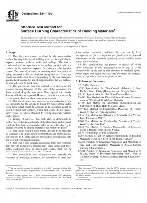 Standard Test Method for  Surface Burning Characteristics of Building Materials