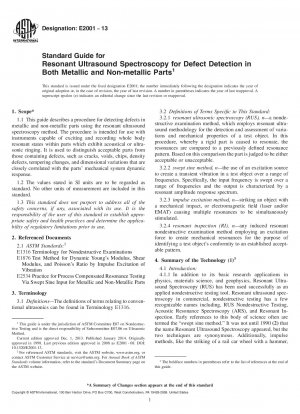 Standard Guide for  Resonant Ultrasound Spectroscopy for Defect Detection in Both  Metallic and Non-metallic Parts