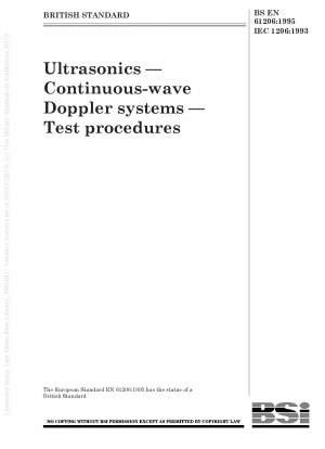 Ultrasonics — Continuous - wave Doppler systems — Test procedures