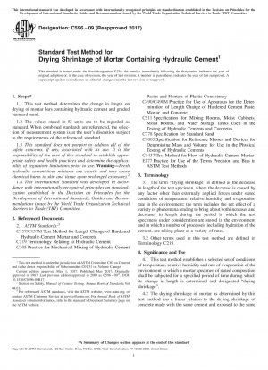 Standard Test Method for Drying Shrinkage of Mortar Containing Hydraulic Cement