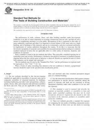 Standard Test Methods for Fire Tests of Building Construction and Materials