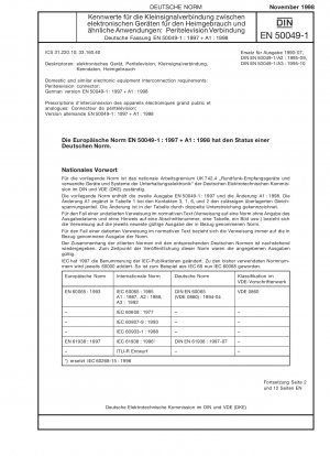 Domestic and similar electronic equipment interconnection requirements: Peritelevision connector; German version EN 50049-1:1997 + A1:1998