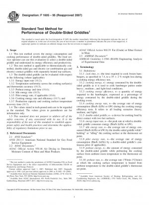 Standard Test Method for Performance of Double-Sided Griddles