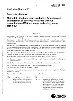Food microbiology - Meat and meat products - Detection and enumeration of Enterobacteriaceae without resuscitation - MPN technique and colony-count technique