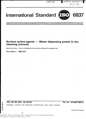 Surface active agents; Water dispersing power in dry cleaning solvents