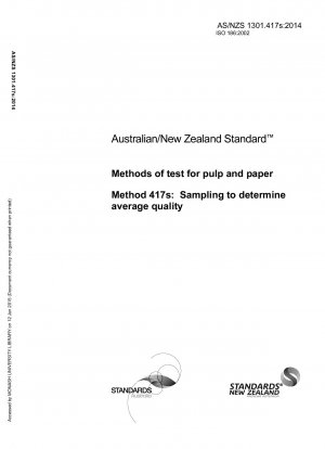 Methods of test for pulp and paper Part 417s: Sampling to determine average quality