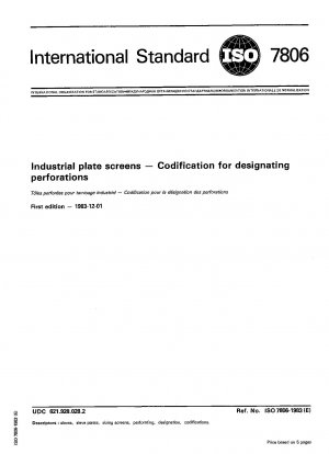 Industrial plate screens; Codification for designating perforations
