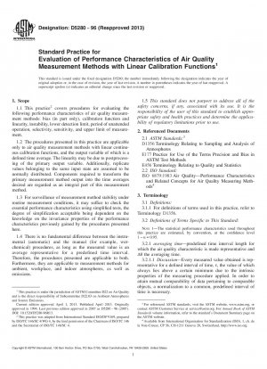 Standard Practice for Evaluation of Performance Characteristics of Air Quality Measurement Methods with Linear Calibration Functions