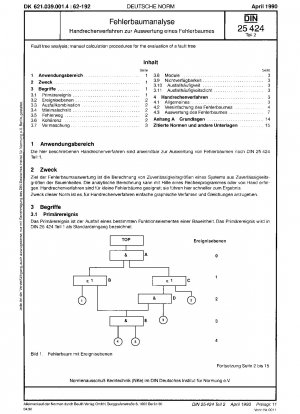 Fault tree analysis; manual calculation procedures for the evaluation of a fault tree