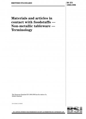 Materials and articles in contact with foodstuffs - Non-metallic tableware - Terminology