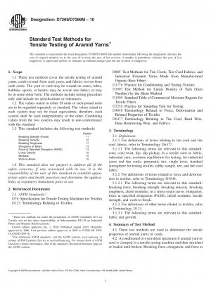 Standard Test Methods for Tensile Testing of Aramid Yarns