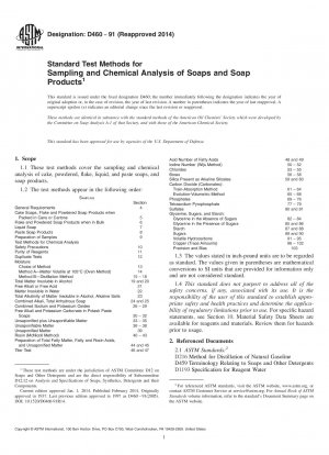Standard Test Methods for  Sampling and Chemical Analysis of Soaps and Soap Products