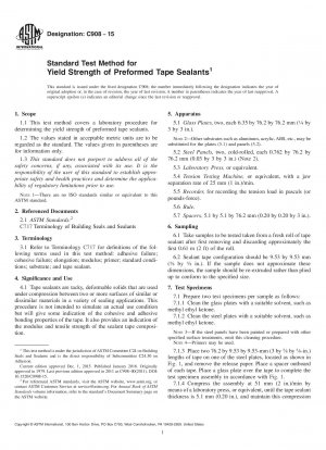 Standard Test Method for  Yield Strength of Preformed Tape Sealants