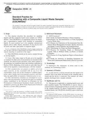Standard Practice for Sampling with a Composite Liquid Waste Sampler (COLIWASA)