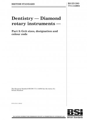 Dentistry. Diamond rotary instruments. Grit sizes, designation and colour code