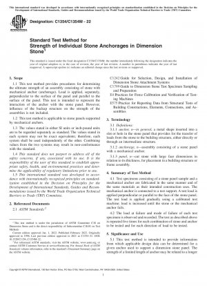 Standard Test Method for Strength of Individual Stone Anchorages in Dimension Stone