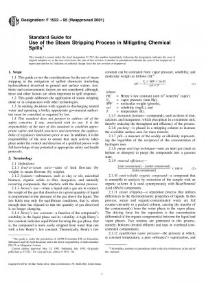 Standard Guide for Use of the Steam Stripping Process in Mitigating Chemical Spills (Withdrawn 2007)