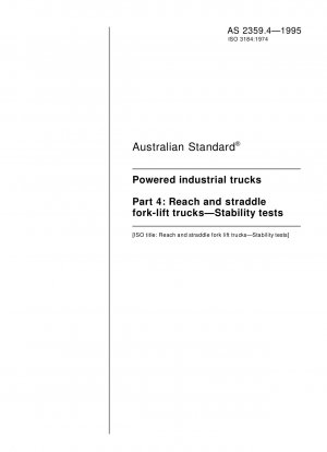 Powered industrial trucks - Reach and straddle fork-lift trucks - Stability tests