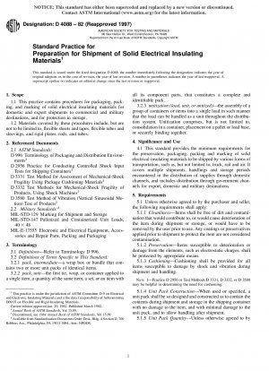Standard Practice for Preparation for Shipment of Solid Electrical Insulating Materials
