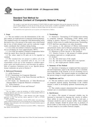Standard Test Method for  Volatiles Content of Composite Material Prepreg