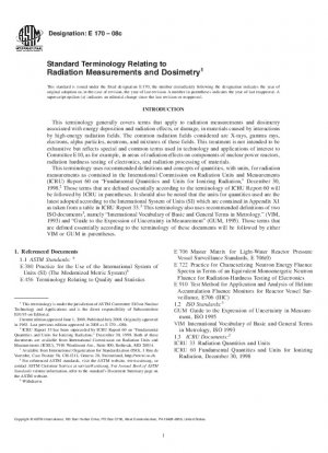 Standard Terminology Relating to  Radiation Measurements and Dosimetry