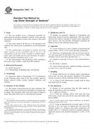 Standard Test Method for  Lap Shear Strength of Sealants