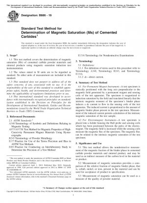 Standard Test Method for Determination of Magnetic Saturation (Ms) of Cemented Carbides