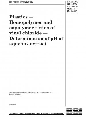 Plastics — Homopolymer and copolymer resins of vinyl chloride — Determination ofpH of aqueous extract