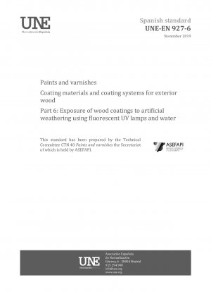 Paints and varnishes - Coating materials and coating systems for exterior wood - Part 6: Exposure of wood coatings to artificial weathering using fluorescent UV lamps and water