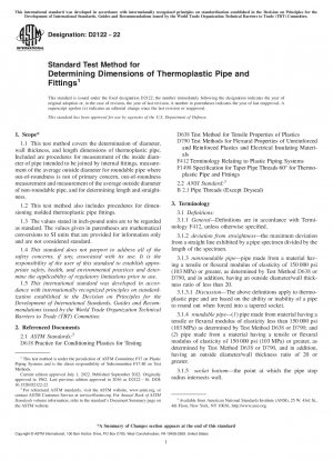 Standard Test Method for Determining Dimensions of Thermoplastic Pipe and Fittings