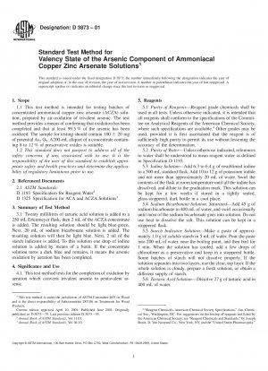 Standard Test Method for Valency State of the Arsenic Component of Ammoniacal Copper Arsenate Solutions