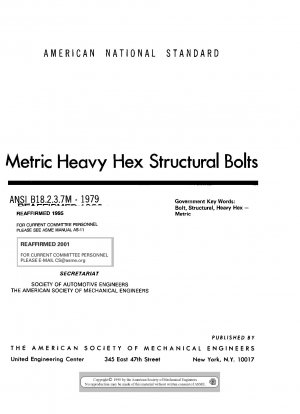 Metric Heavy Hex Structural Bolts Errata - April 1981