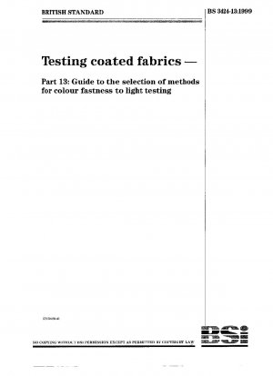 Testing coated fabrics. Guide to the selection of methods for colour fastness to light testing
