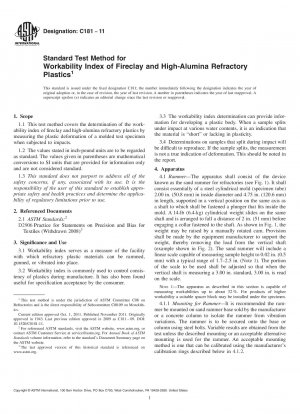 Standard Test Method for  Workability Index of Fireclay and High-Alumina Refractory Plastics