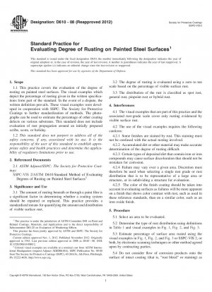 Standard Practice for  Evaluating Degree of Rusting on Painted Steel Surfaces