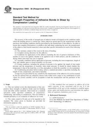 Standard Test Method for Strength Properties of Adhesive Bonds in Shear by Compression  Loading