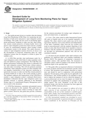 Standard Guide for Development of Long-Term Monitoring Plans for Vapor Mitigation  Systems