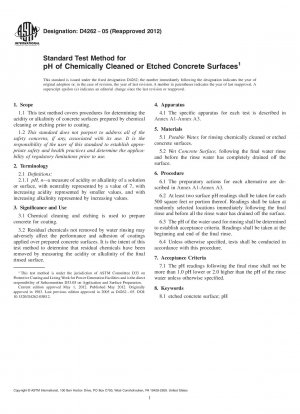 Standard Test Method for pH of Chemically Cleaned or Etched Concrete Surfaces