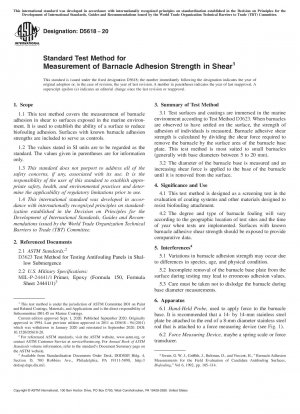 Standard Test Method for Measurement of Barnacle Adhesion Strength in Shear
