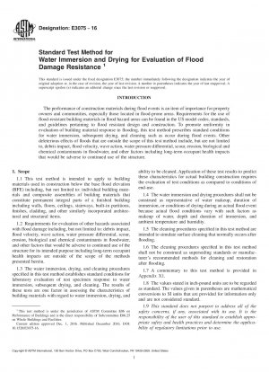 Standard Test Method for Water Immersion and Drying for Evaluation of Flood Damage Resistance