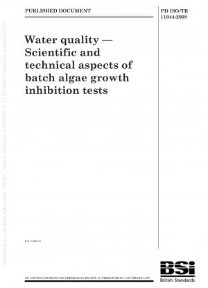 Water quality. Scientific and technical aspects of batch algae growth inhibition tests