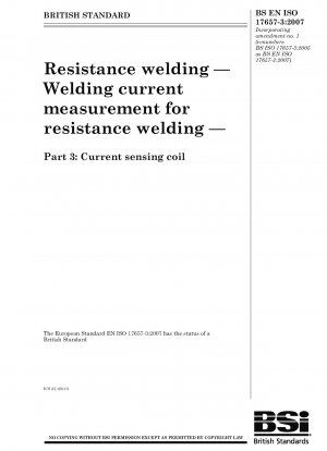 Resistance welding. Welding current measurement for resistance welding - Current sensing coil